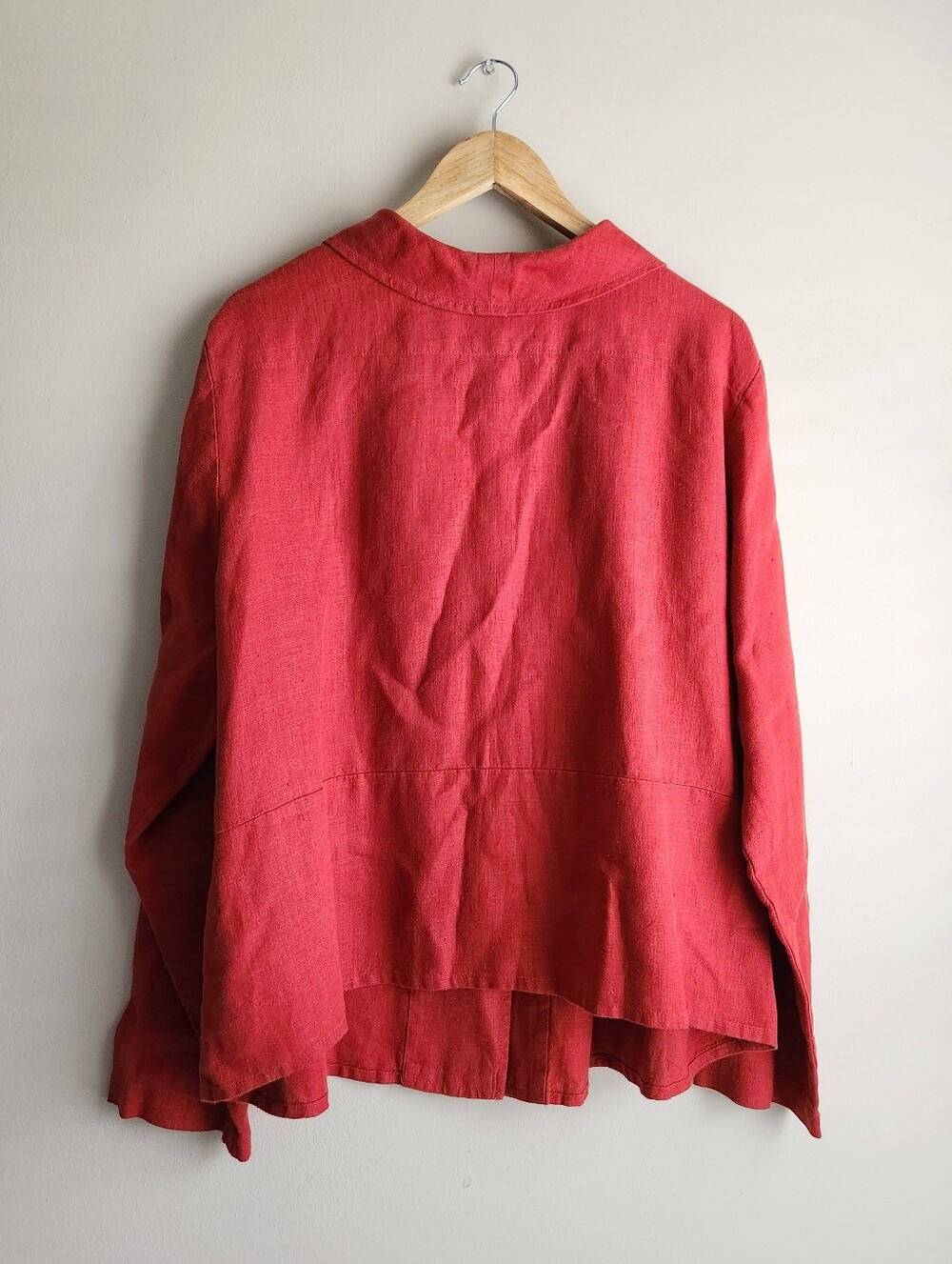 FLAX 100% Linen Brick Red Blazer Jacket L - Picture 2 of 7